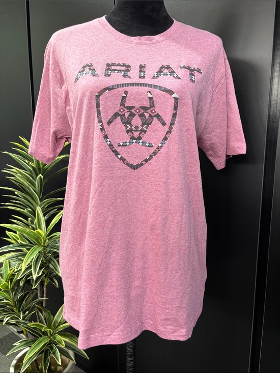 Ariat Tops - Ariat Shield Mesa Heather Aztec print Logo front,relaxed fit crewneck,Western